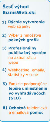 6 výhod BiznisWeb.sk